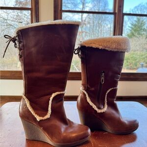 UGG Chestnut Shearling Wedge Boots